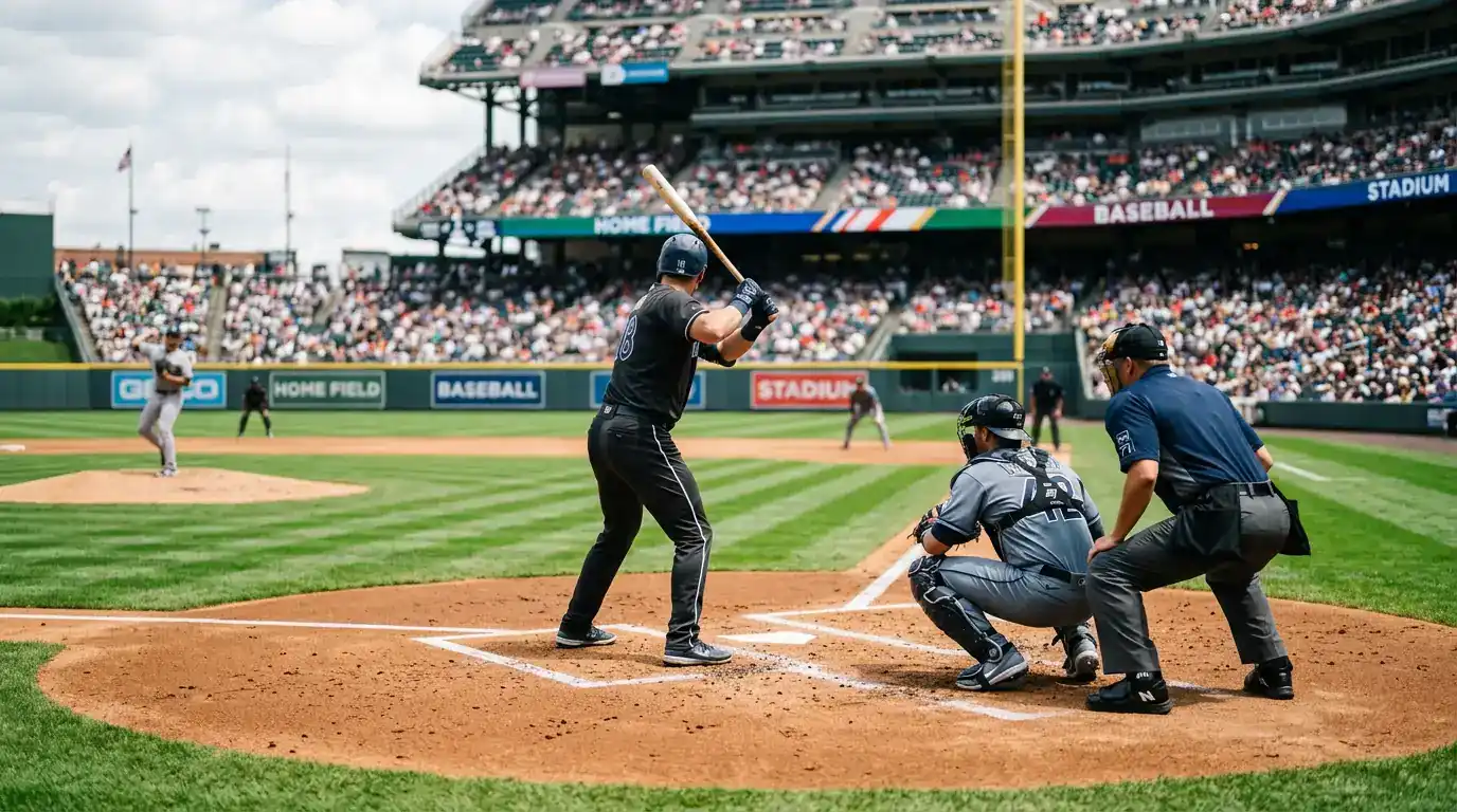Leadoff batter steps into the box at the start of the first inning of an MLB game
